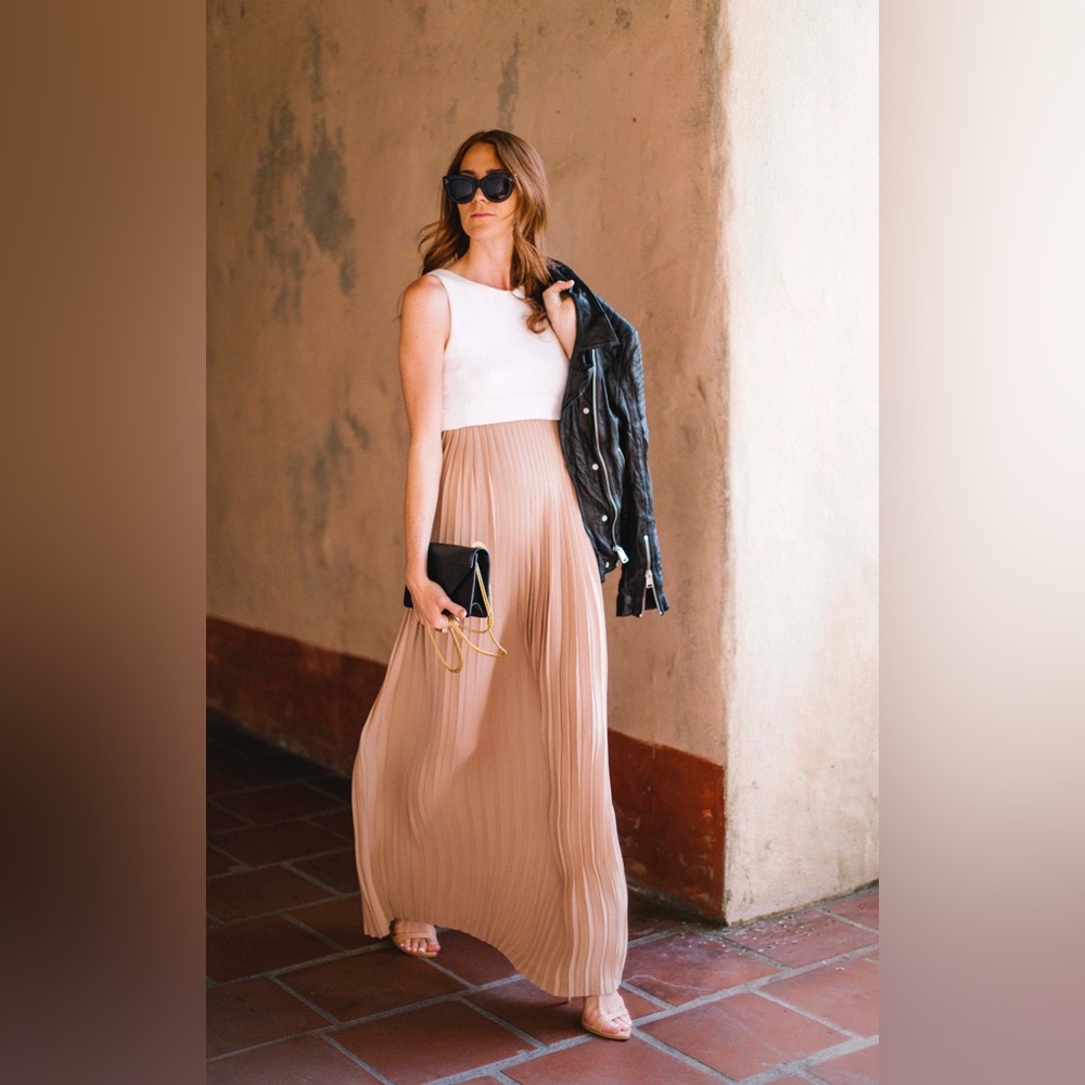 A.L.C. White Top with Blush Maxi Skirt